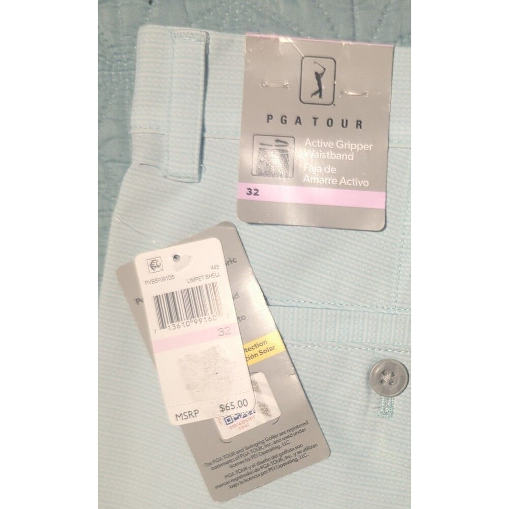 PGA Tour Shorts (2 PR) Mens 32 Grip Waist Moisture Wicking UPF 50 Coral Blue NWT - Picture 8 of 8